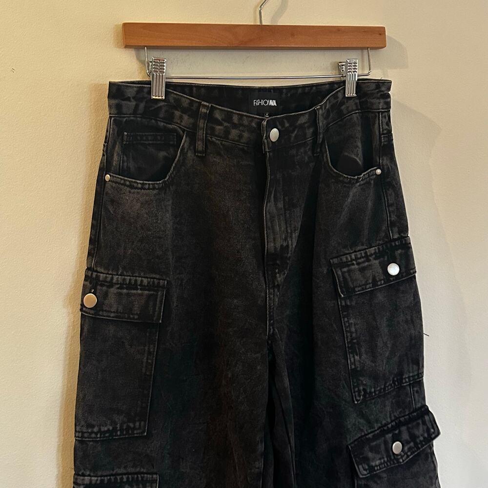 Fashion Nova Black Cargo Jeans sz 11 - Picture 5 of 10